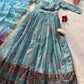 Organza Silk Digital Print Anarkali Gown with Dupatta