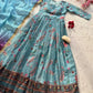 Organza Silk Digital Print Anarkali Gown with Dupatta