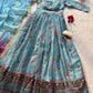 Organza Silk Digital Print Anarkali Gown with Dupatta