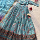 Organza Silk Digital Print Anarkali Gown with Dupatta