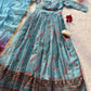 Organza Silk Digital Print Anarkali Gown with Dupatta