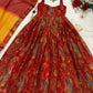 Organza Silk Digital Print Anarkali Gown with Dupatta