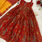 Organza Silk Digital Print Anarkali Gown with Dupatta