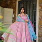 Organza Silk Digital Print Anarkali Gown with Dupatta