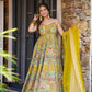 Organza Silk Digital Print Anarkali Gown with Dupatta