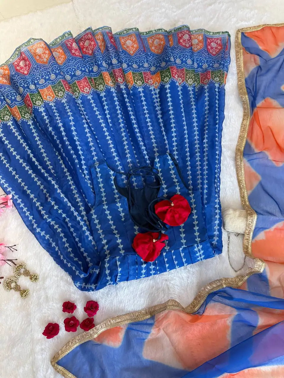 Organza Silk Digital Print Anarkali Gown with Dupatta