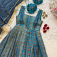 Organza Silk Digital Print Anarkali Gown with Dupatta