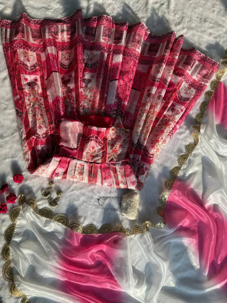 Organza Silk Digital Print Anarkali Gown with Dupatta