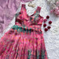 Organza Silk Digital Print Anarkali Gown with Dupatta