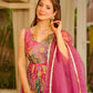 Organza Silk Digital Print Anarkali Gown with Dupatta