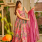 Organza Silk Digital Print Anarkali Gown with Dupatta
