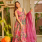 Organza Silk Digital Print Anarkali Gown with Dupatta