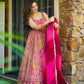 Organza Silk Digital Print Anarkali Gown with Dupatta