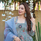 Organza Silk Digital Print Anarkali Gown with Dupatta
