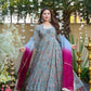Organza Silk Digital Print Anarkali Gown with Dupatta
