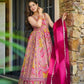 Organza Silk Digital Print Anarkali Gown with Dupatta