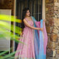 Organza Silk Digital Print Anarkali Gown with Dupatta