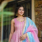 Organza Silk Digital Print Anarkali Gown with Dupatta