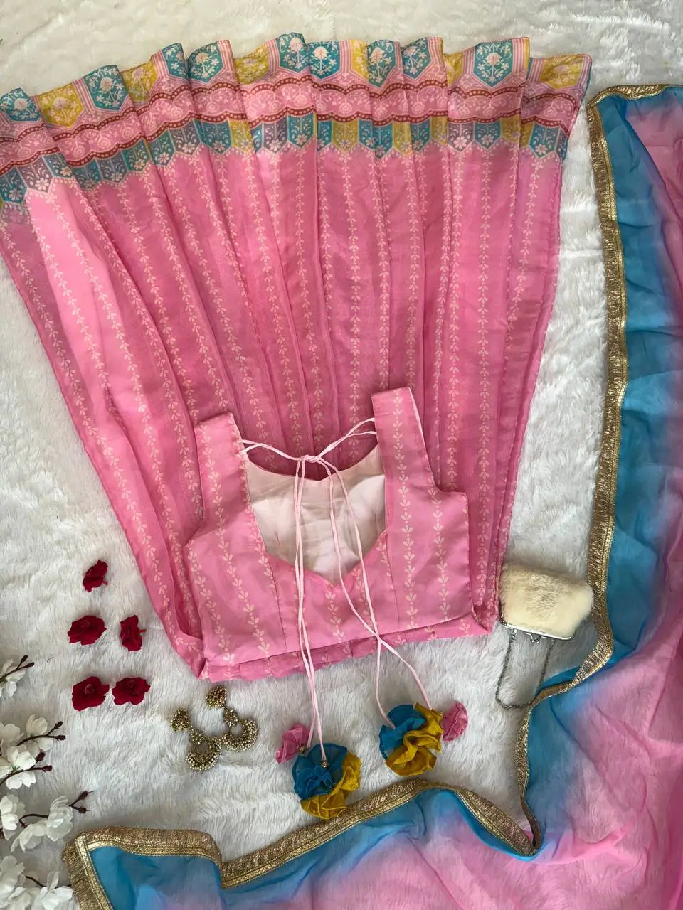 Organza Silk Digital Print Anarkali Gown with Dupatta