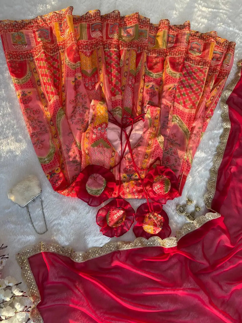 Organza Silk Digital Print Anarkali Gown with Dupatta