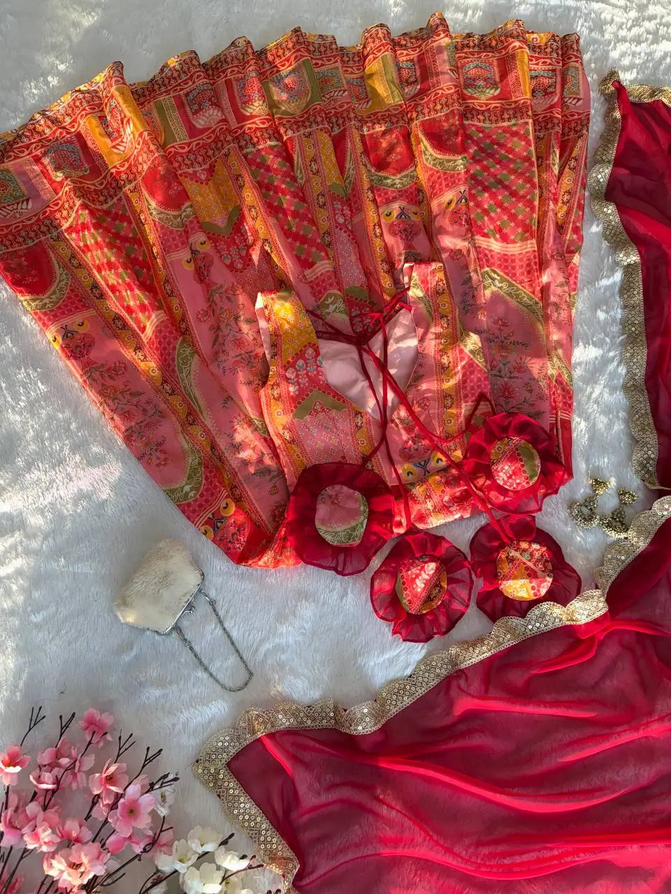 Organza Silk Digital Print Anarkali Gown with Dupatta