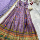 Organza Silk Digital Print Anarkali Gown with Dupatta