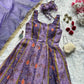 Organza Silk Digital Print Anarkali Gown with Dupatta
