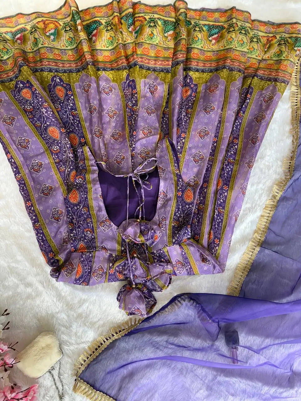 Organza Silk Digital Print Anarkali Gown with Dupatta