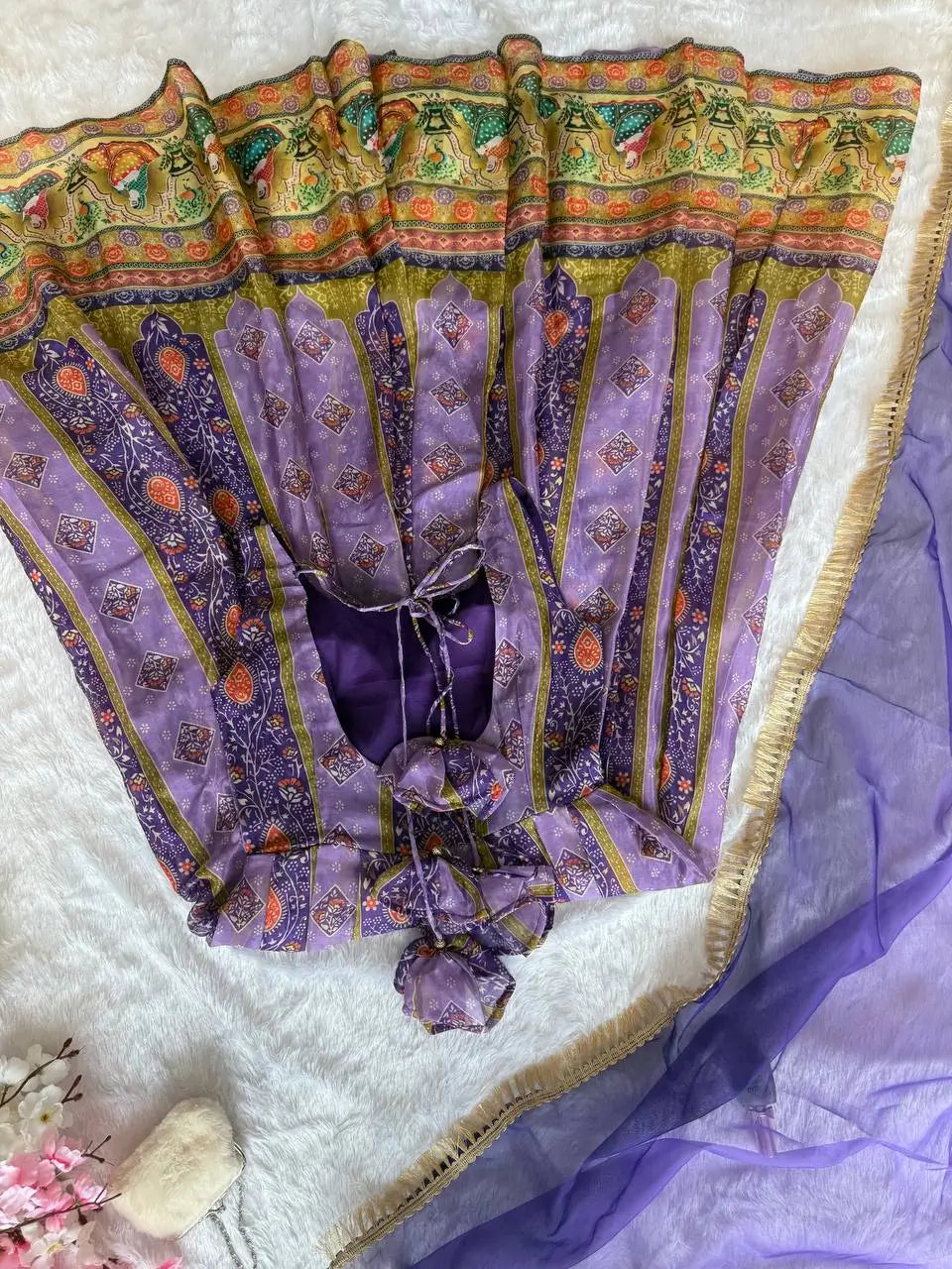 Organza Silk Digital Print Anarkali Gown with Dupatta