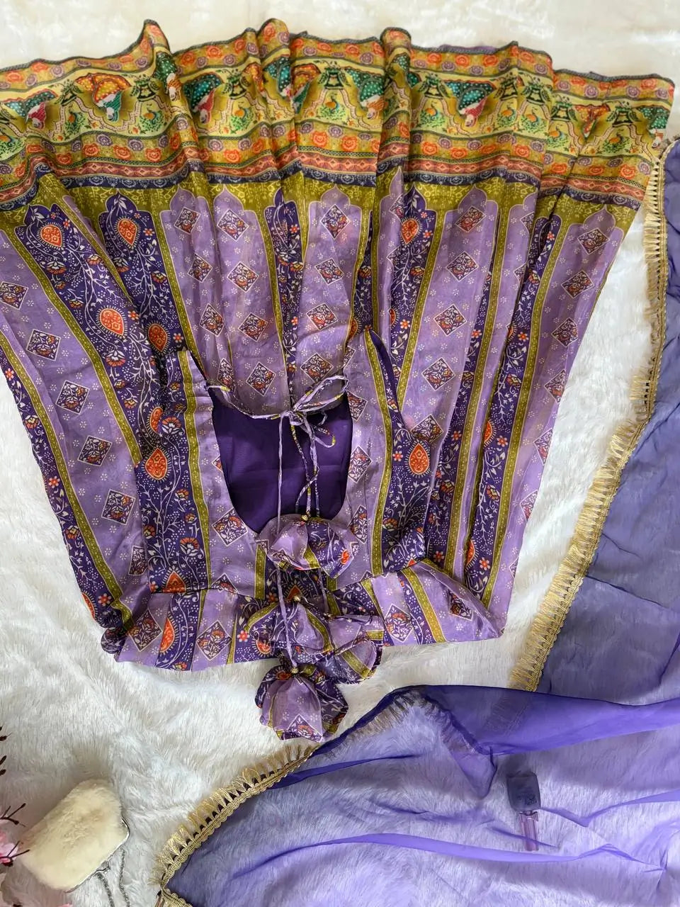 Organza Silk Digital Print Anarkali Gown with Dupatta