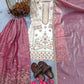 Organza Silk Embroidered Kurta Palazzo Set with Dupatta