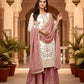 Organza Silk Embroidered Kurta Palazzo Set with Dupatta