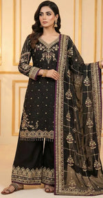 Organza Silk Embroidered Kurta Palazzo Suit Set