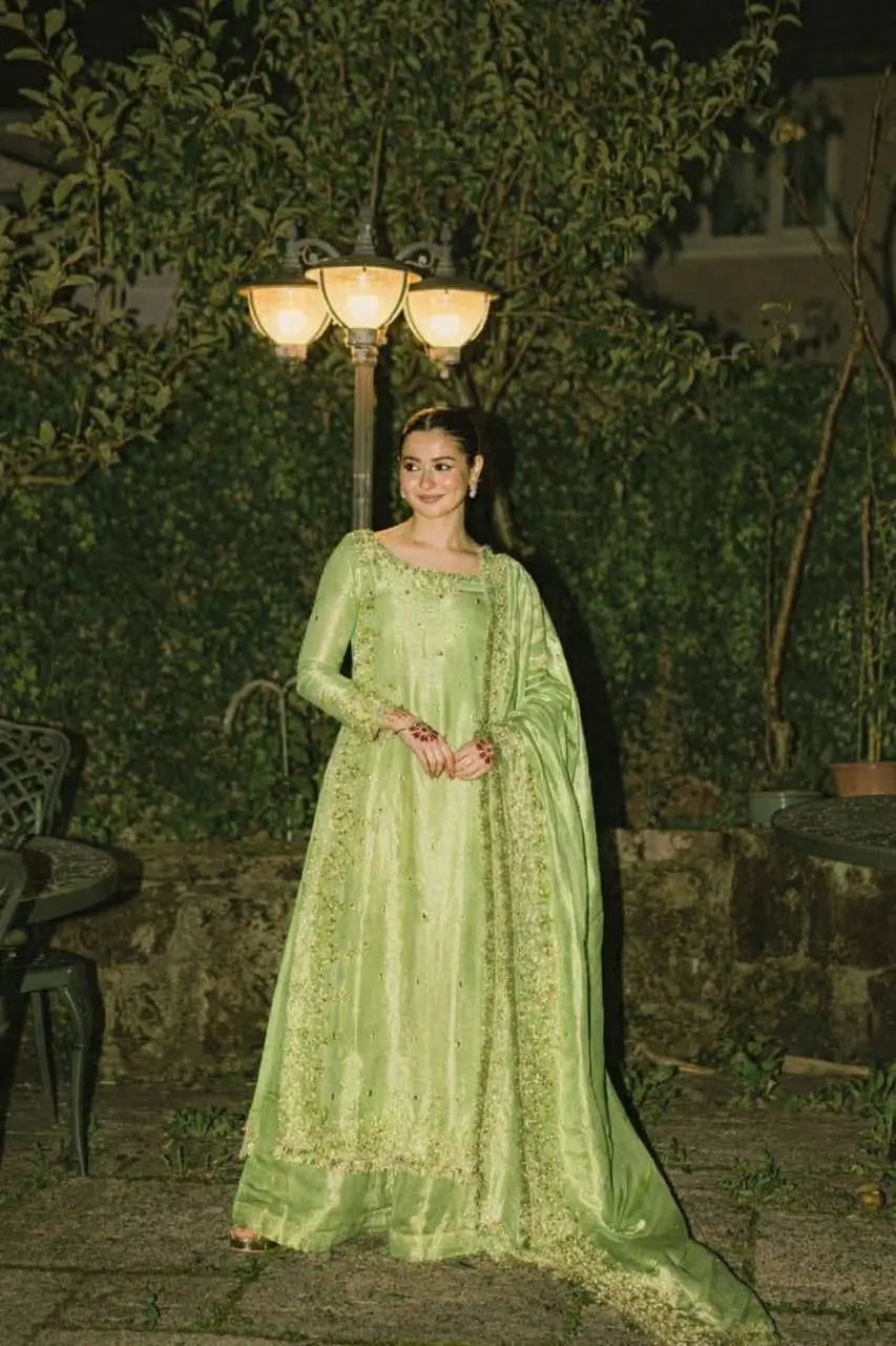 Organza Silk Embroidered Palazzo Suit Set