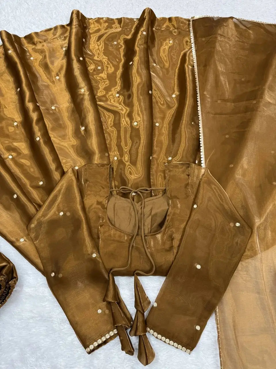 Organza Silk Embroidered Suit Set with Dupatta