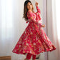 Organza Silk Floral Print Anarkali Set with Dupatta & Pant – Gota Patti Detailing