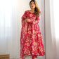 Organza Silk Floral Print Anarkali Set with Dupatta & Pant – Gota Patti Detailing