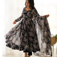 Organza Silk Floral Print Anarkali Set with Dupatta & Pant – Gota Patti Detailing