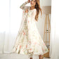 Organza Silk Floral Print Anarkali Set with Dupatta & Pant – Gota Patti Detailing