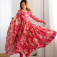 Organza Silk Floral Print Anarkali Set with Dupatta & Pant – Gota Patti Detailing