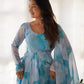 Organza Silk Marble Print Anarkali Set with Dupatta & Pant – Gota Patti Detailing