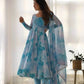 Organza Silk Marble Print Anarkali Set with Dupatta & Pant – Gota Patti Detailing