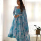 Organza Silk Marble Print Anarkali Set with Dupatta & Pant – Gota Patti Detailing