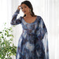Organza Silk Marble Print Anarkali Set with Dupatta & Pant – Gota Patti Detailing