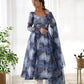 Organza Silk Marble Print Anarkali Set with Dupatta & Pant – Gota Patti Detailing