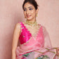 Organza Silk Printed Saree with Handwork Border