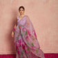 Organza Silk Printed Saree with Handwork Border