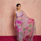 Organza Silk Printed Saree with Handwork Border