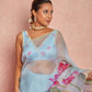 Organza Silk Printed Saree with Handwork Border