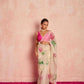 Organza Silk Printed Saree with Handwork Border